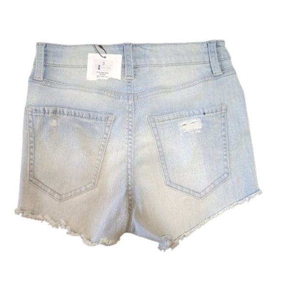 Destroyed Light Wsh Blue Denim Shorts Jean Shorts Size 1 NEW NWT - Picture 2 of 2